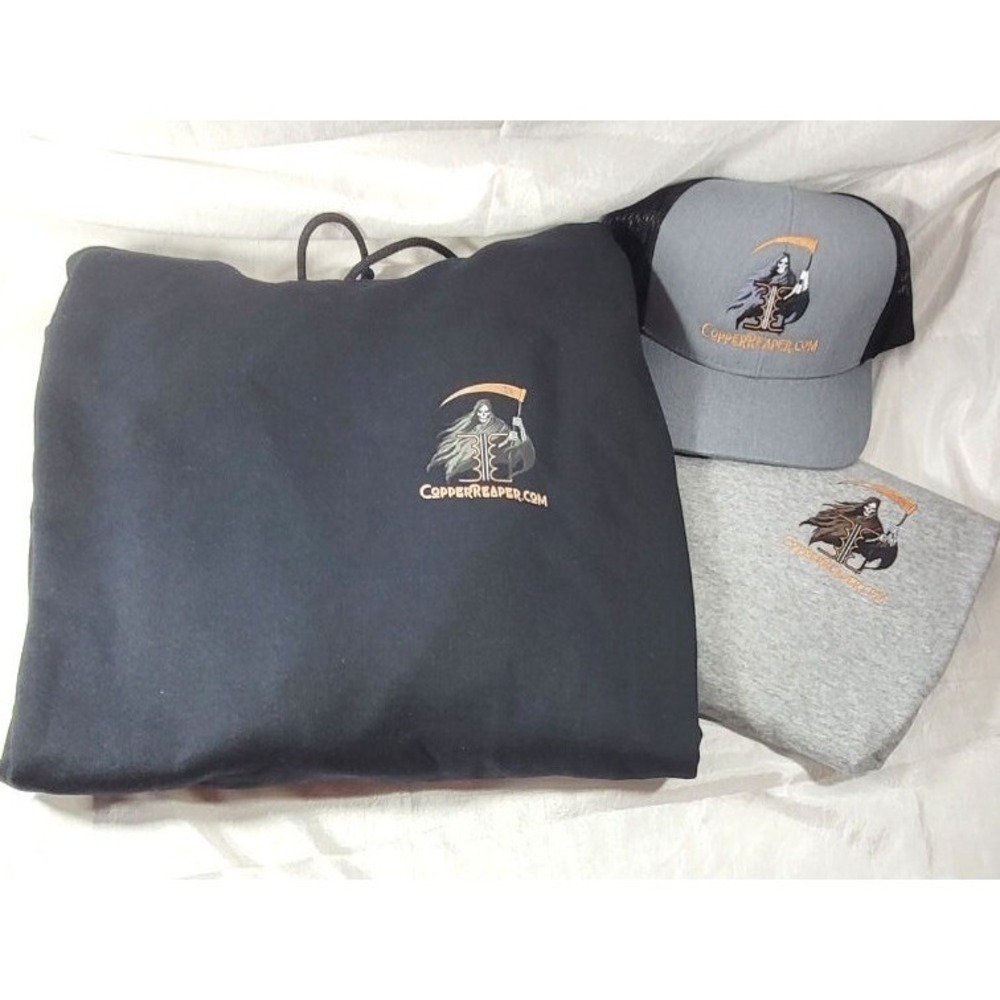 CopperReaper.com Copper Grim Reaper Gift Set: T-shirt, Hat, Hoodie - Sz 2XL